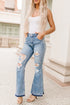 Distressed High Waisted Denim Southern Belle Flare Jeans