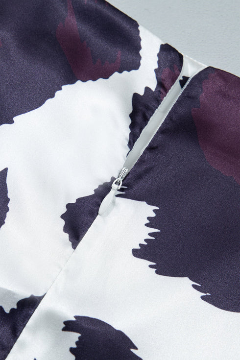 Abstract Print Western Long Metal Zip Up Waist Skirt