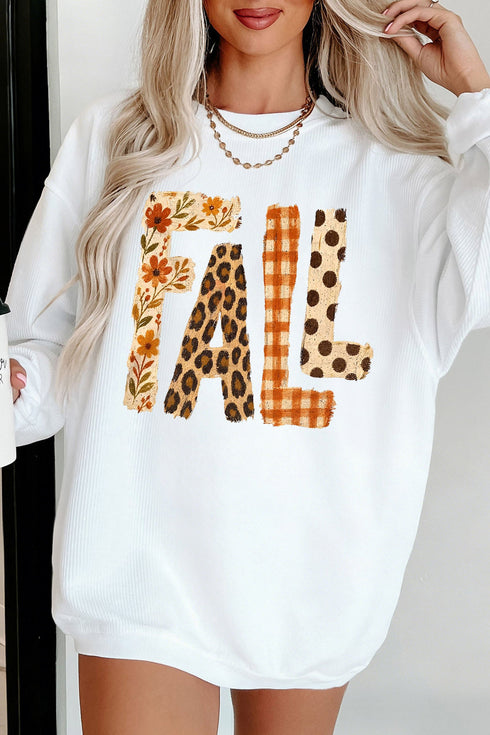 Pure Polyester Letter Pattern Graphic Corded Sweatshirt