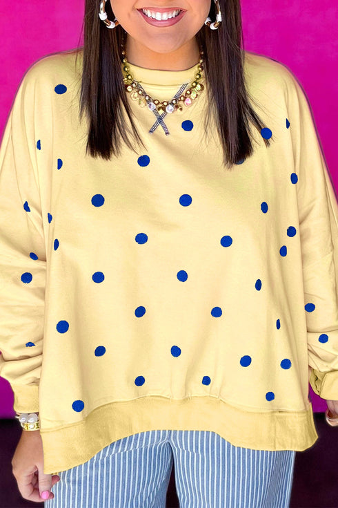 Round Neck Long Sleeve Polka Dot Sweatshirt