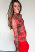 Plaid Round Neck Long Sleeve Pullover Top