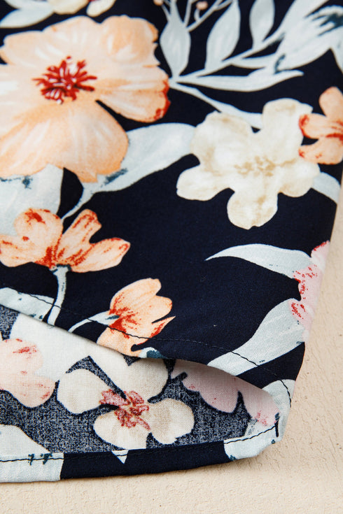 Bohemian Smocked Short Sleeve High Waist Maxi Floral Dress