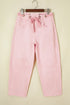 Cotton Denim Grommet Knot Waist Barrel Jeans