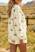 Free Mallard Print Long Sleeve Top Drawstring Short Set