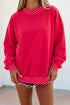 Mock Neck Plaid Pattern Trim Oversized Sweatshirt