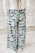 Camo Tie Front Elastic Waist Wide Leg Pants