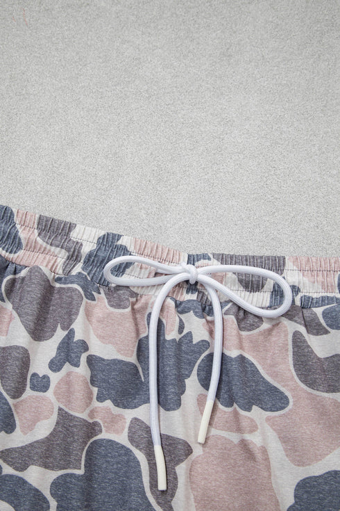 Retro Camouflage Print Trim Skort Two Piece Outfit
