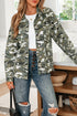Camo Print Chest Pockets Loose Fit Denim Jacket