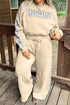 Howdy Letter Print Side Stripe Long Sleeve Lounge Set