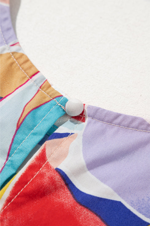 Abstract Print Ruffled Flutter Sleeve A-Line Mini Dress