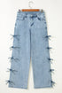 Bow Knot Side Detail Loose Wide Leg Jeans