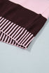 Striped Panel High Neck Drop Shoulder Relaxed Pullover Sweater