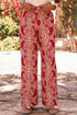 Bohemian Paisley Print Buttoned High Waist Wide Leg Pants