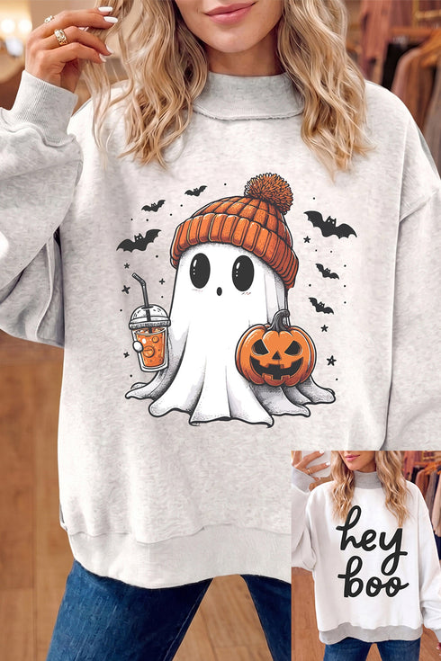 Sequin Pumpkin Face Mock Neck Tunic Sweatshirt