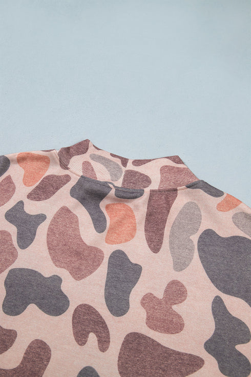 Mock Neck Camouflage Print Western Pullover Sweatshirt