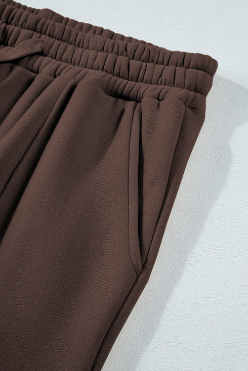 Collared Raglan Sweatshirt And Wide Leg Pant Set