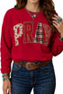 Floral Buffalo Plaid Striped Embroidered Patch Sweatshirt
