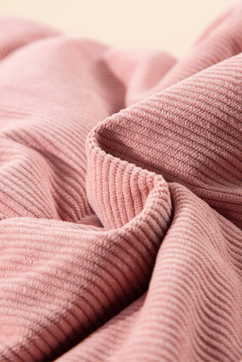 Textured Corduroy Stand Neck Zipped Puffer Vest