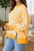 Ghost Patch Stripe Print Round Neck Long Sleeve Tee