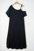 Solid Asymmetric Shoulder Detail Short Sleeve Maxi Dress
