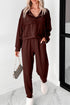 Active Solid Cropped Hoodie Drawstring Jogger Pant Set