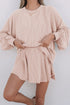Corded Lantern Sleeve Ruffled Skort Two Piece Dress