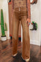 High Waist Button Fly Seamed Raw Hem Wide Leg Jeans