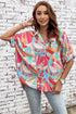 Abstract Geometric Print Relaxed Fit Button Up Shirt