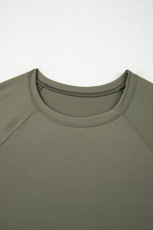 Smocked Raw Hem Loose Tee Wide Leg Pant Sets