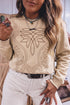 Western Embroidery Round Neck Pullover Long Sleeve Sweatshirt