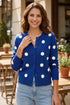Polka Dot Button Front Long Sleeve Sweater Cardigan