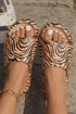 Polyester Tiger Print Hollow Out Detail Slipper