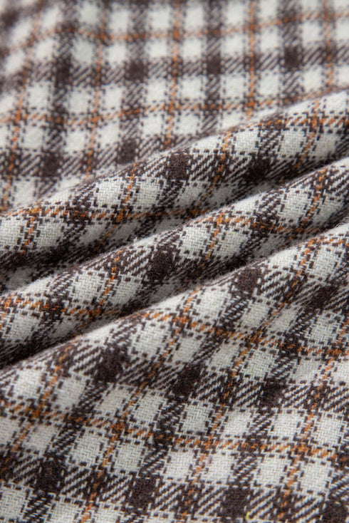 Corduroy Textured Patchwork Flap Pocket Plaid Shacket