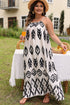 Bohemian Aztec Print H Line Halter Maxi Dress
