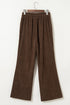 Polyester Tie Elastic Waist Soft Corduroy Pants