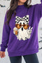Cute Ghost Print Pullover Mock Neck Sweatshirt