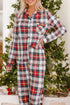 Plaid Print Long Sleeve Two Piece Pajama Set Sleepwear