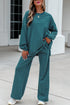 Striped Dropped Shoulder Long Sleeve Top Elastic Waist Pants Two Piece Pant Set