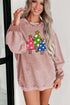 Corded Knit Tree Graphic Oversized Pullover Sweatshirt