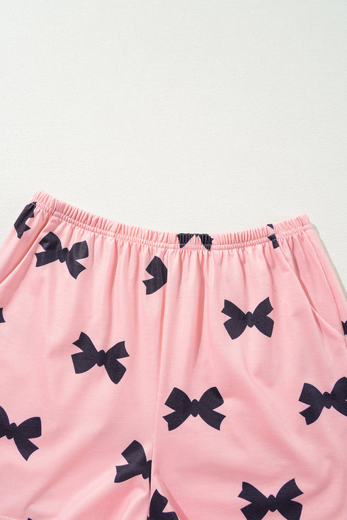 Bow Print Two Piece Short Lounge Set