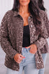 Leopard Print Oversized Patch Pocket Long Sleeve Denim Jacket