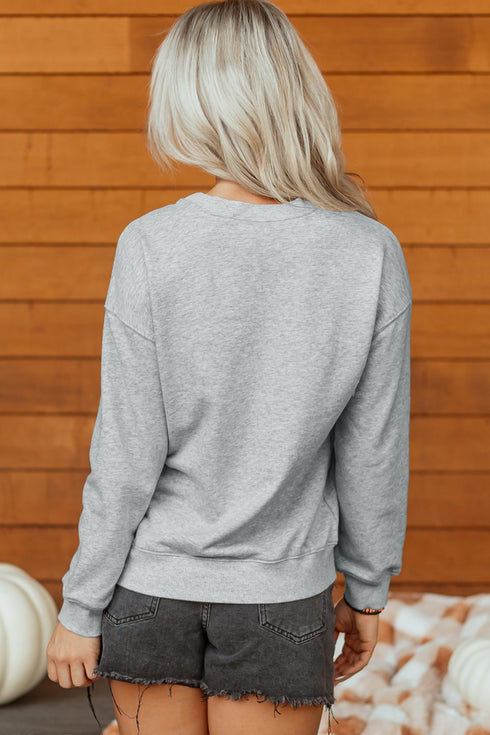 Polyester Cotton Hello Pumpkin Embroidered Pattern Sweatshirt
