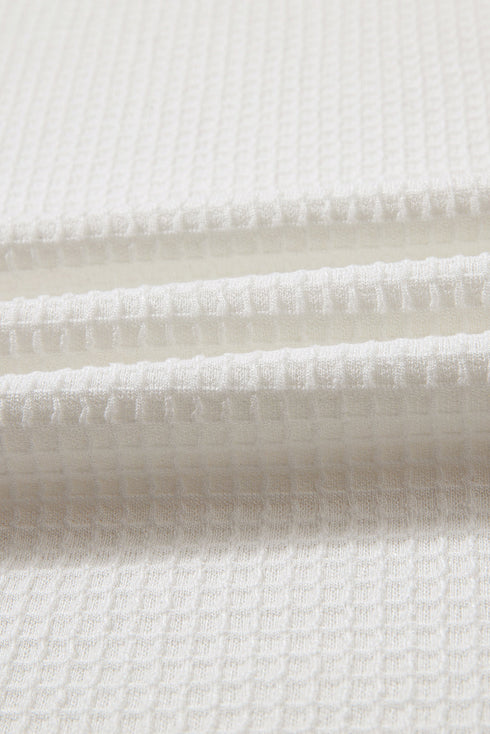 Solid Textured Waffle Knit Drawstring Casual Short Set