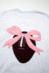 Embroidered Football Bow Back Long Sleeve Game Day Sweatshirt