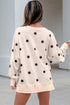 Polka Dot Loose Long Sleeve Split Hem Pullover Top