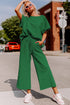 Textured Solid Loose Fit Wide Leg Pant Set