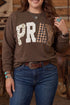 Pray Letter Patchwork Round Neck Long Sleeve Sweatshirt