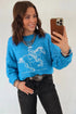 Acrylic Western Embroidery Drop Shoulder Pullover Sweater