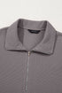 Waffle Textured Collar Half Zip Pocketed Drop Shoulder Sweatshirt