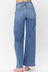 Double Button Zip Fly Wide Straight Leg Jeans